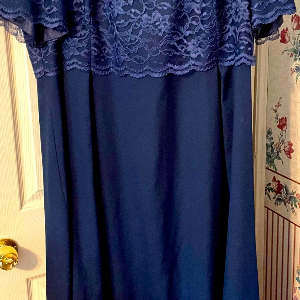 Long A line Navy Blue. With Lace overlay 24 - 26 size.